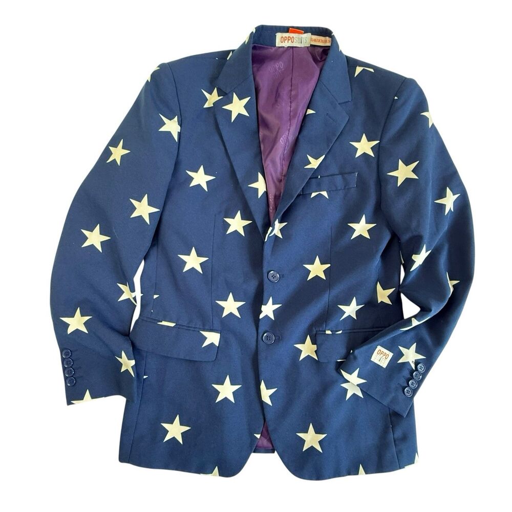 OppoSuits Star Blazer Men 36 Blue July 4 Suit Jacket Sport Coat Patriotic USA